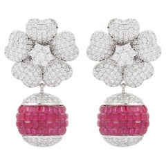 Handcrafted 9.2 Carat Pink Cubic Zirconia Globe Drop Earring for New Year Gift