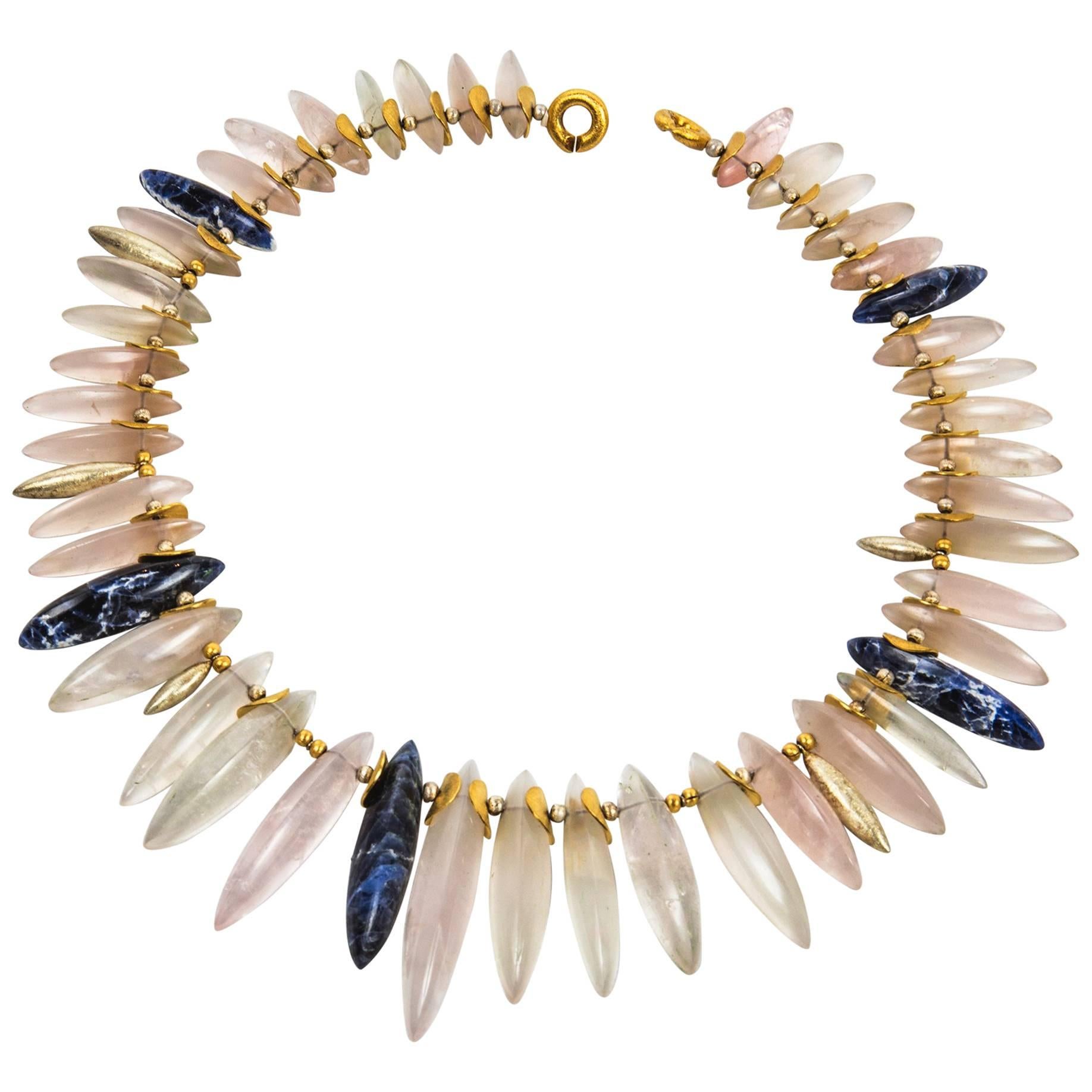 Iconic Crystal Quartz and Sodalite Spear Statement Necklace