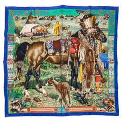 Hermès Collectible Les Cheyennes Scarf Kermit Oliver