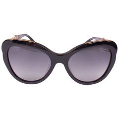 Chanel Cat Eye Sunglasses Camellia Flowers Gold - black 
