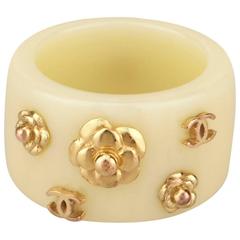 Ivory Chanel Camellia Floral Ring 8