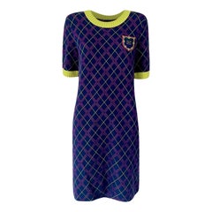Chanel Nouveau Logo CC Patch Tartan Cashmere Robe 40 FR