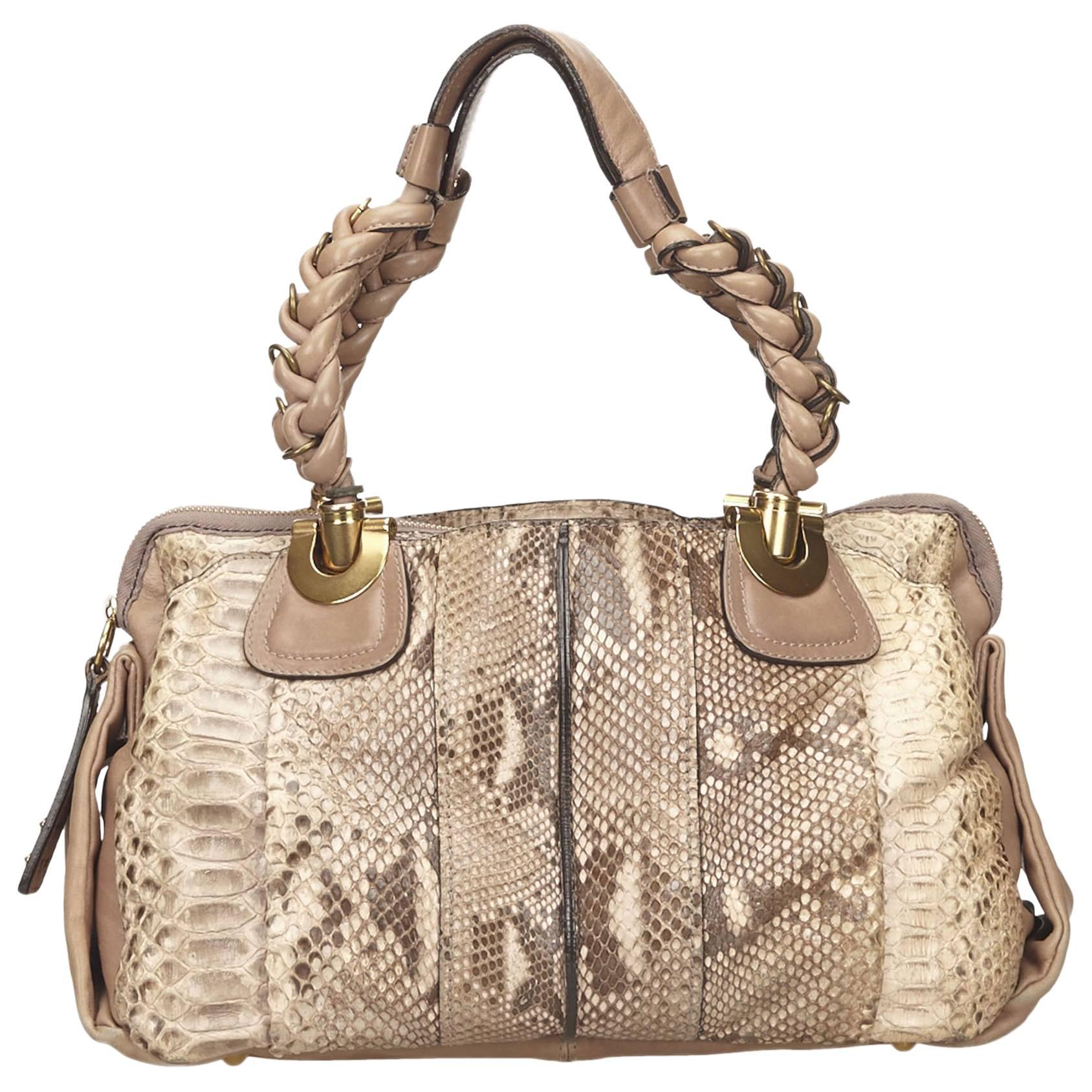 Brown Chloé Python Heloise Bag