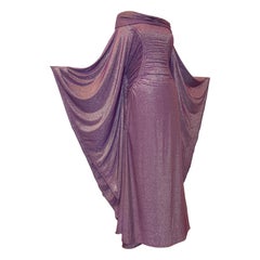 Torso Creations Caftan en maille extensible lilas Lurex avec encolure dégagée