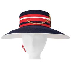 80s Adolfo Naval Red, White, & Blue Sun Hat