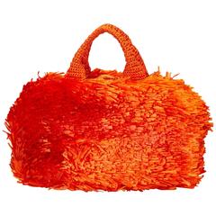 Orange Prada Raffia Handbag