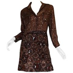 c1965-66 Demi-Couture Dior Sequin & Tortoise Shell Dress 8