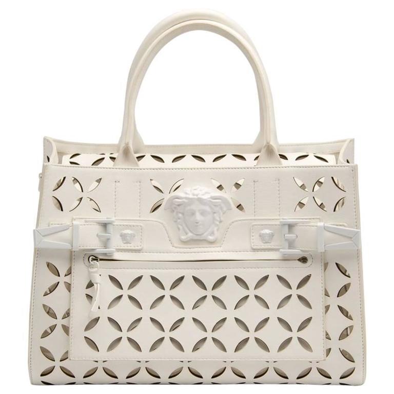 perforated leather tote
