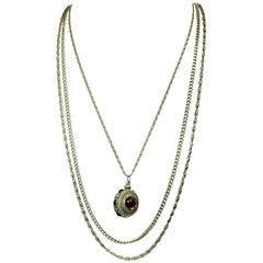 Vintage 1950s Signed Goldette Necklace With Faux Citrine Pend 3