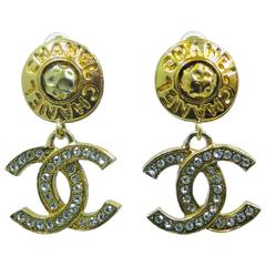 Vintage Authentic Chanel Double C Dangle Drop Earring
