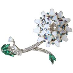 One-Of-A-Kind Huge Robert Sorrell Iridescent Moonstone Floral Brooch