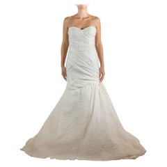 2000S MONIQUE LHUILLIER White Silk Tulle Gown