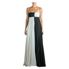 2000S MARCHESA Black & White Beaded Gown As-Is