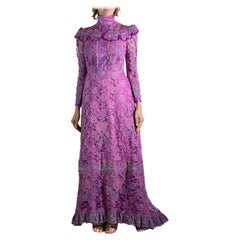 1940S Lila bestickte antike Spitze Kleid