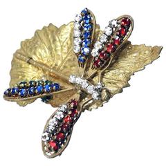 Vintage 1950s Signed Miriam Haskell Dragonfly Brooch