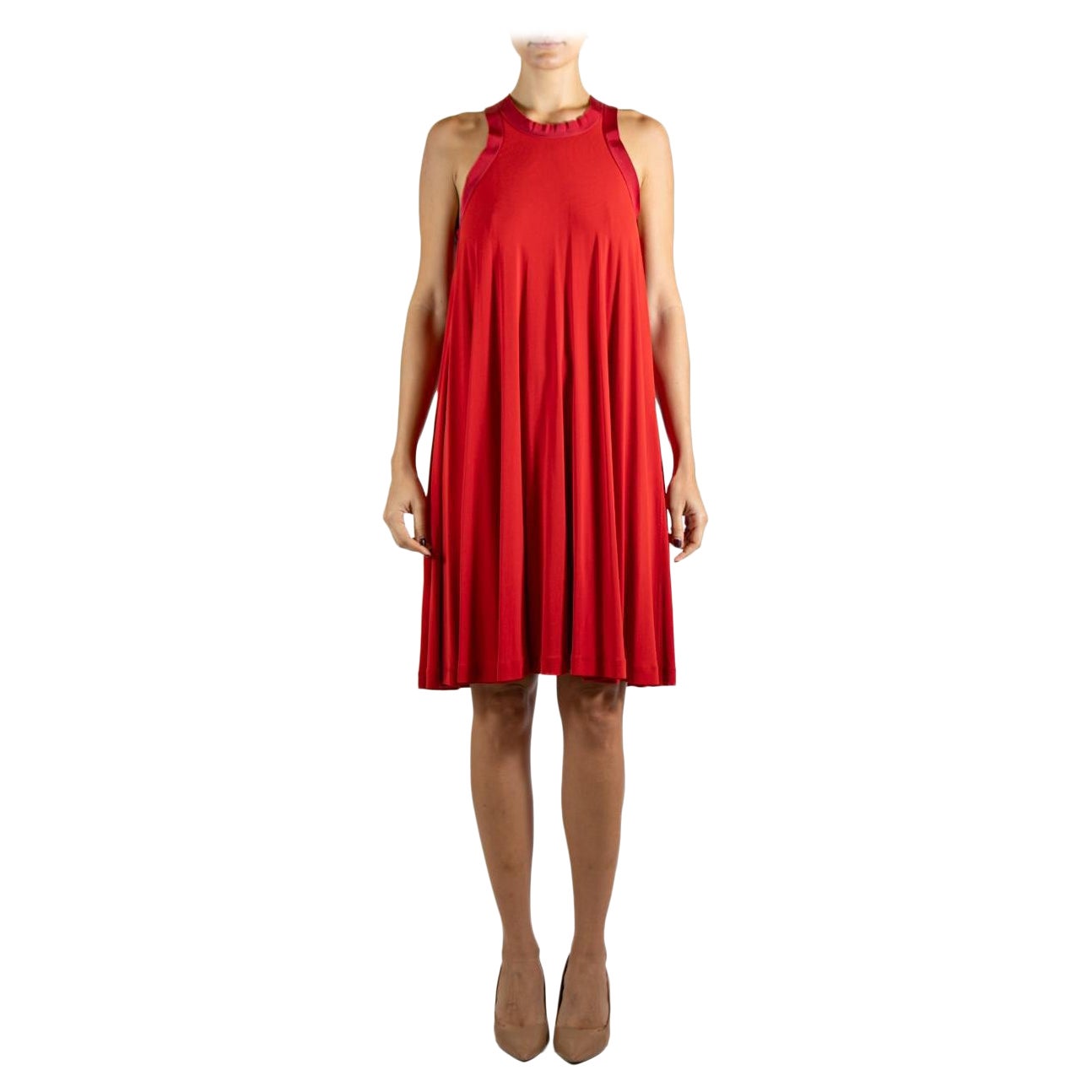 2000S LANVIN Red Acetate & Poly Dress For Sale