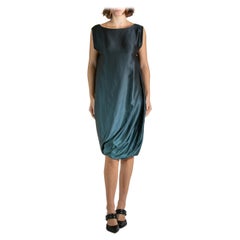 2000S LANVIN Robe en soie noire et sarcelle