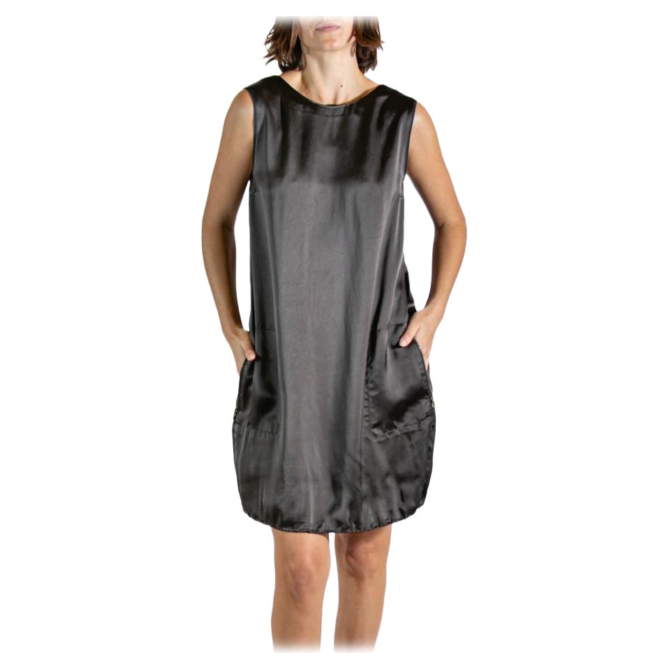 2000S LANVIN Dark Chocolate Brown Silk Satin Dress For Sale