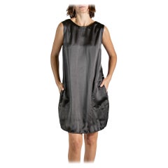 2000S LANVIN Dark Chocolate Brown Silk Satin Dress