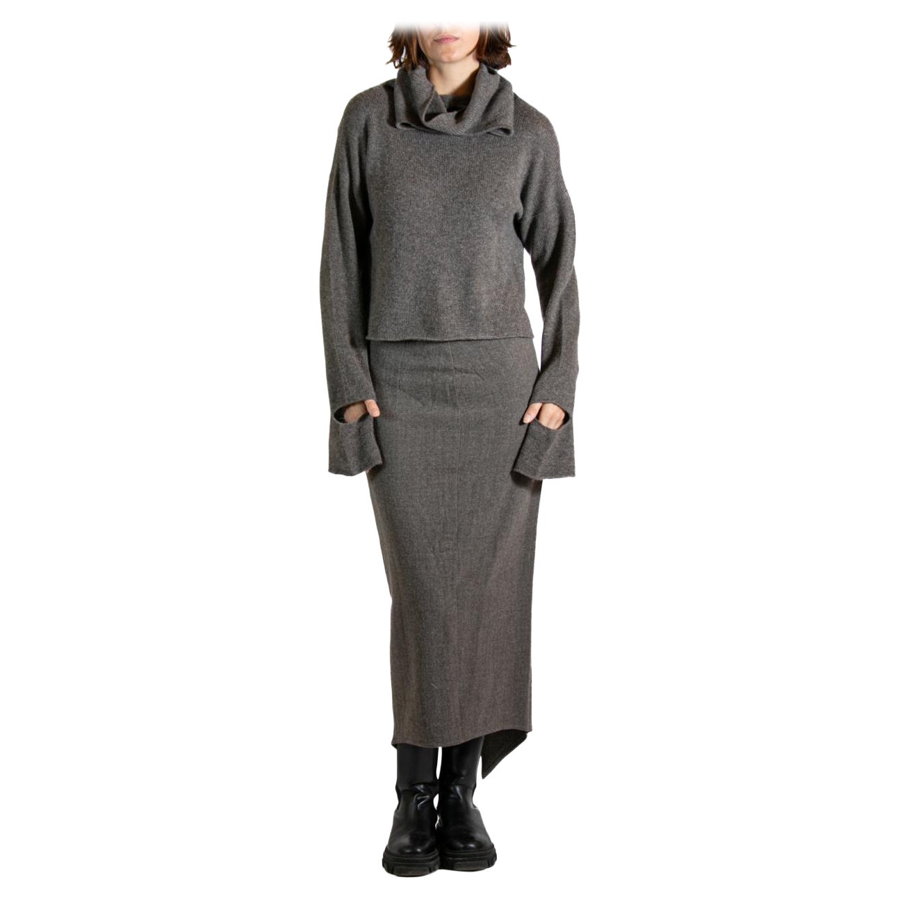 2000S KRIZIA Ensemble en laine et cachemire beige en vente