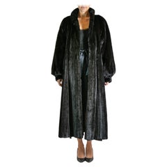 2000S LANVIN Black Fur Silk Lined Duster