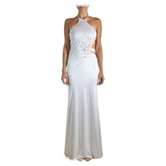 1990S TOM FORD GUCCI White Jersey Safety Pinned Cocktail Dress