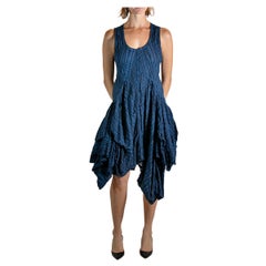 2000S Lune Luz Navy Blue & Black Striped Dress