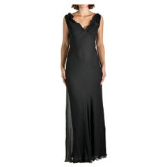 1990S GUCCI TOM FORD Vestido de gasa de seda negra