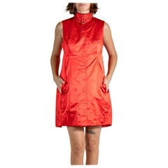 2000S SHIATZY CHEN Tomato Red Beaded Silk Dress