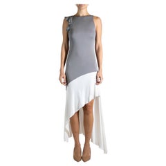 2000S GIANNI VERSACE Grey & White Rayon Gown