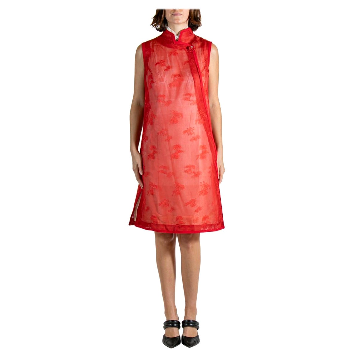2000S SHIATZY CHEN Red & White Silk Lace Dress For Sale