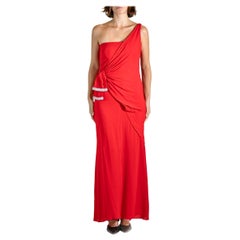 1990S VALENTINO Red Crystal Studded Silk Gown
