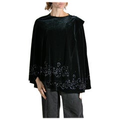 1970S RANDOLPH DUKE Schwarz Perlen Polyester Samt Poncho
