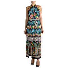 Schwarzes geblümtes Kleid mit Gürtel