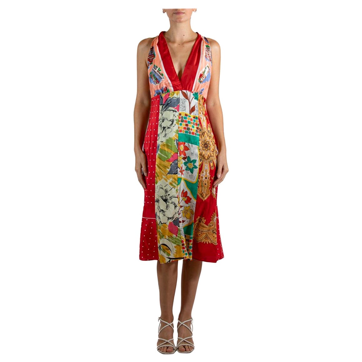 1990S LAUNDRY BY SHELLI SEGAL Mixed Pinks Silk Dress For Sale