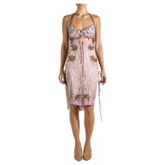 MORPHEW ATELIER Pink Beaded Japanese Kimono Silk & Sequined Cocktail Dress