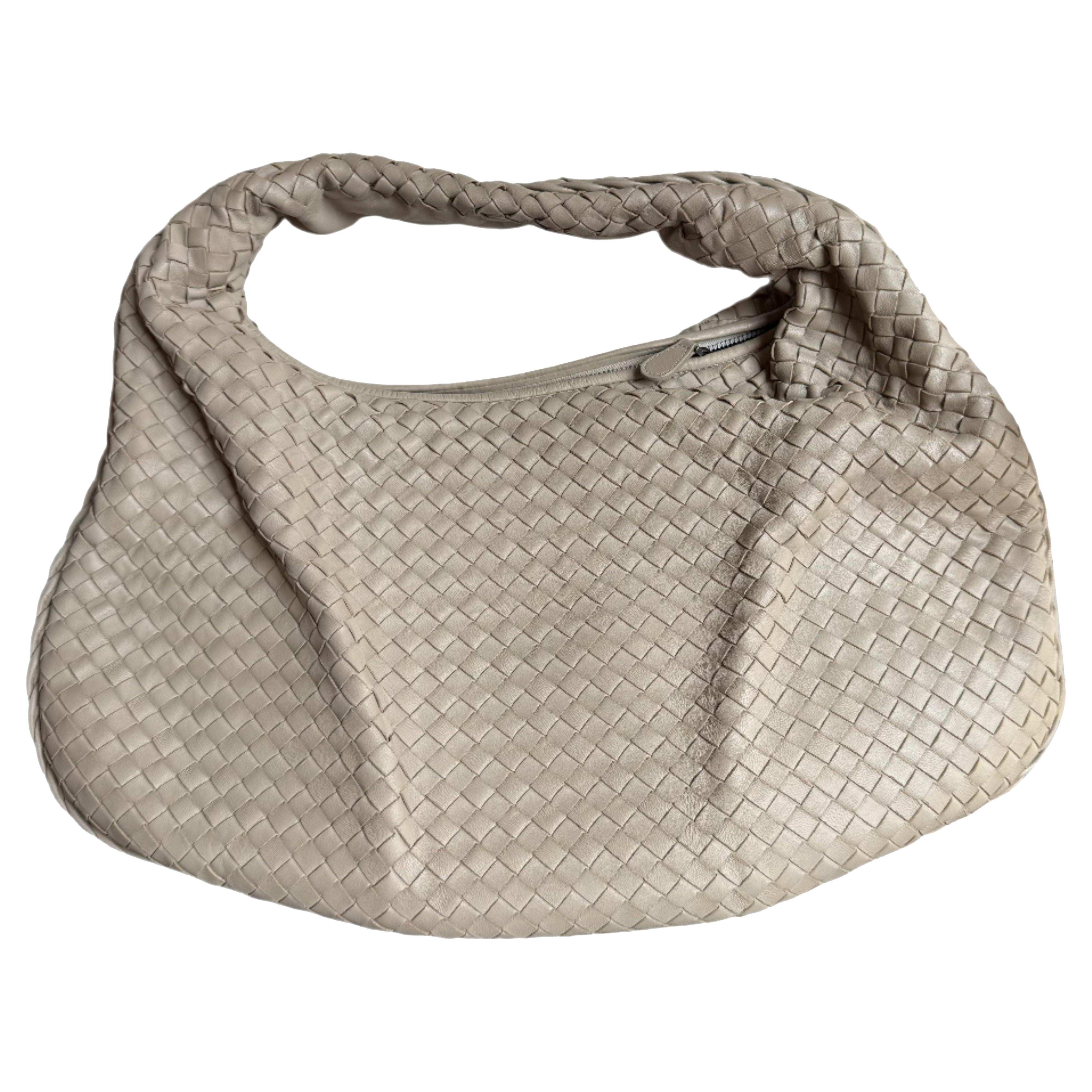 Bottega Veneta Hobo Bag Lambskin leather Light Grey Large 47cm For Sale