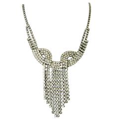 Vintage 1950s Large Rhinestone Cascade Tassel Necklace 10