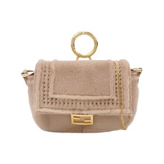 Fendi Nano Baguette Charm Pink Mink Fur with Chain