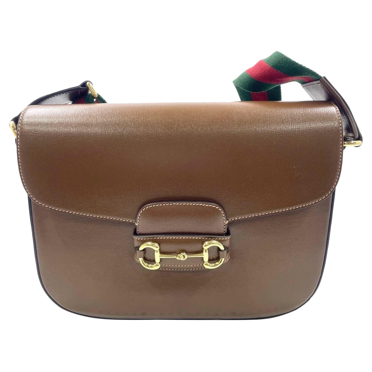 Gucci 1955 Horsebit Shoulder Bag Caramel Brown Leather Medium For Sale