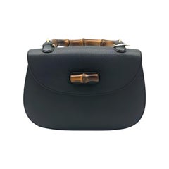 Gucci Bamboo 1947 Top Handle Bag Leather Medium Black