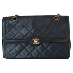 Chanel Classic Flap Vintage Black Lambskin Leather with Bi-color Hardware