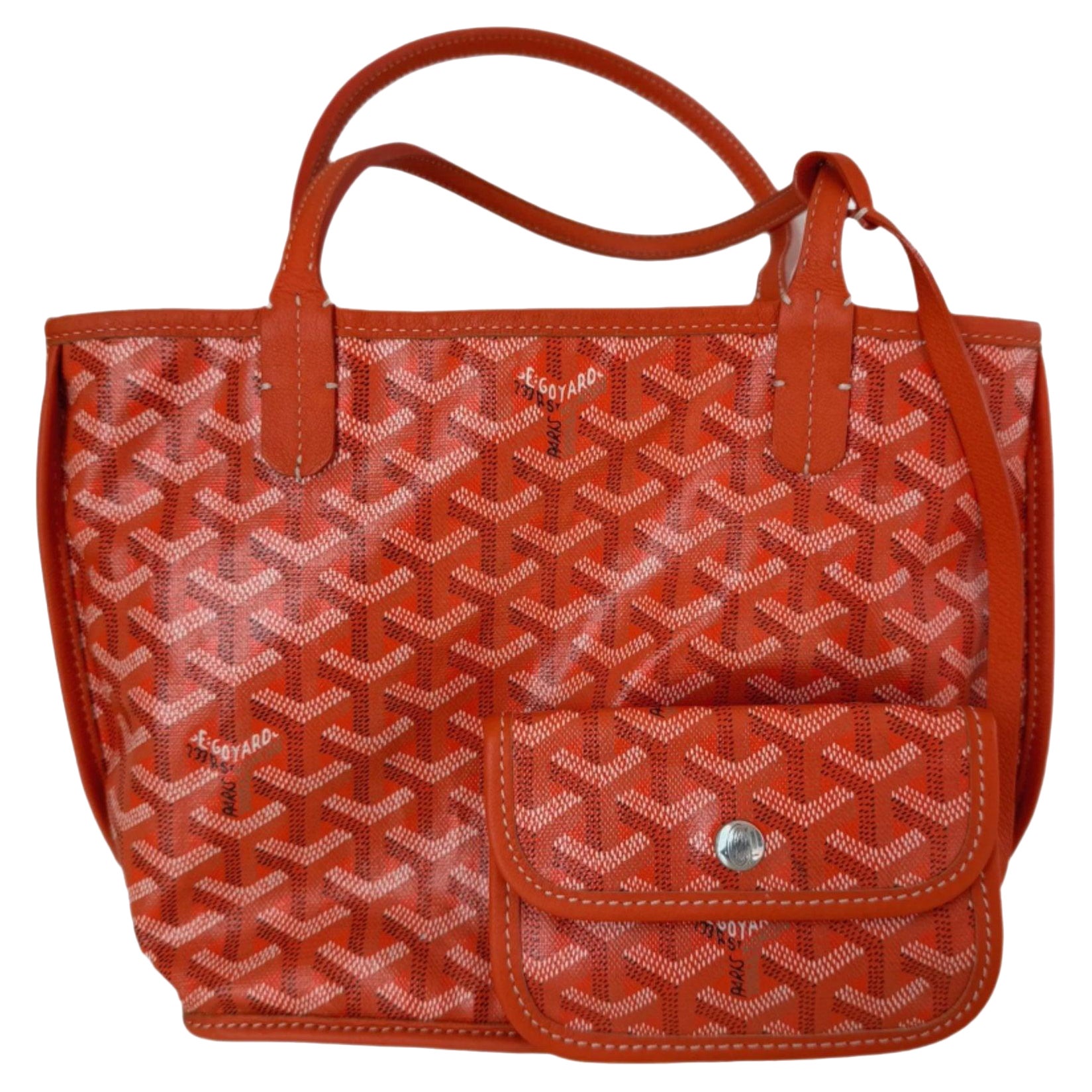 Goyard Anjou Mini Tote Orange Canvas and Leather, 2018 For Sale