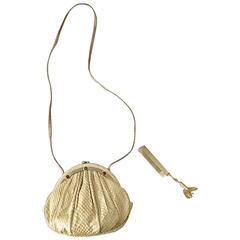 Vintage Judith Leiber Python Snakeskin Nude Tan Jeweled Shoulder Bag or Clutch 10