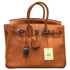 Hermes Orange 25cm Togo Leather Birkin Bag