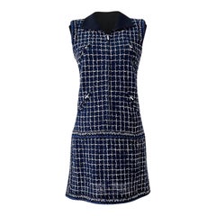 Chanel 8K$ Vestido de tweed azul marino