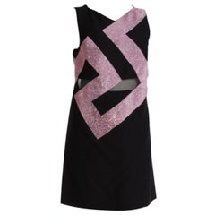 S/S 2015 New Black Versace Crystal Embellished Mini Dress 38 - 2