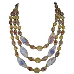 Collier gradué de perles de cristal pailleté en verre, vers 1960
