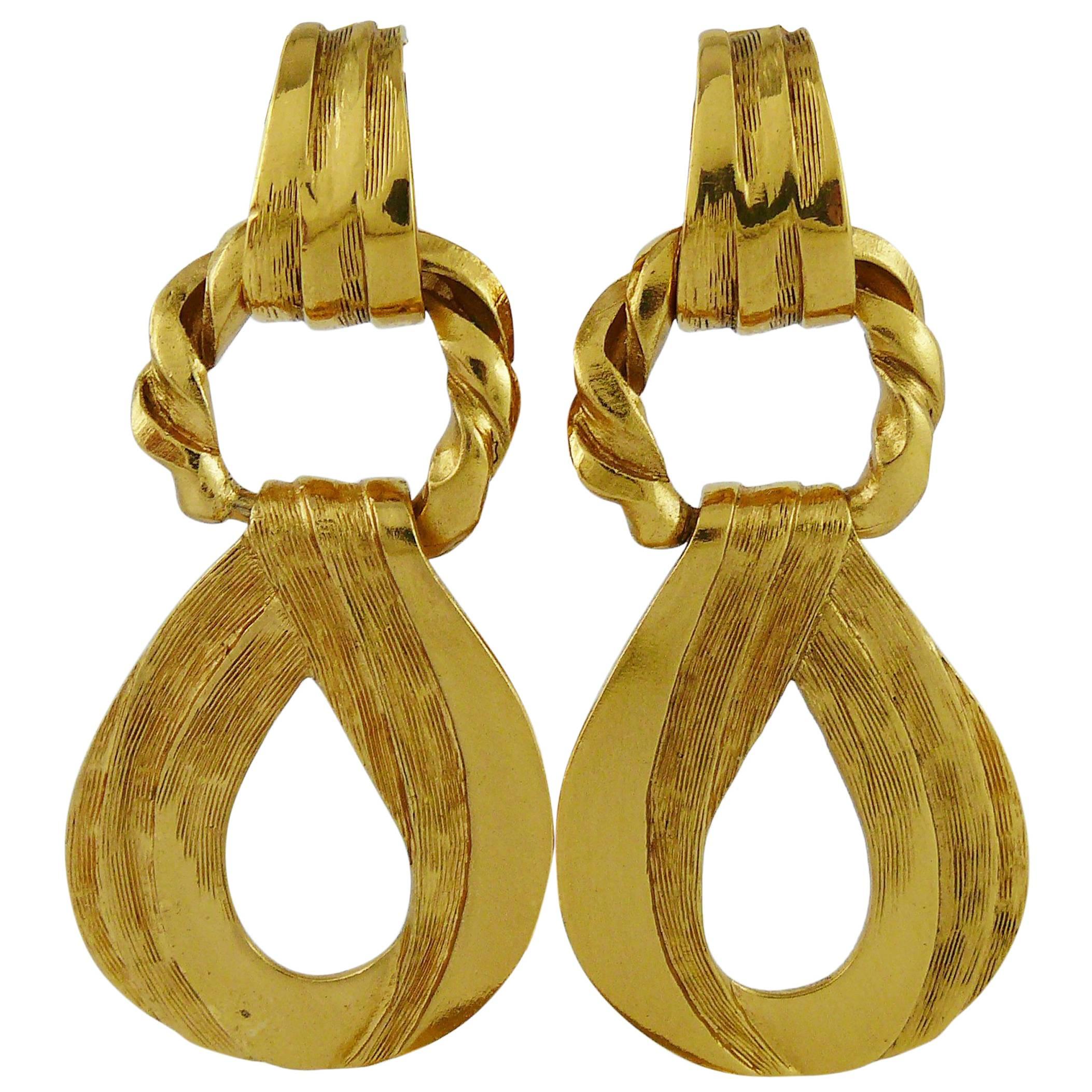 Yves Saint Laurent YSL Vintage Gold Toned Dangling Earrings