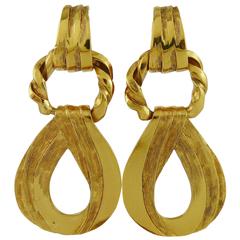 Yves Saint Laurent YSL Vintage Gold Toned Dangling Earrings 8